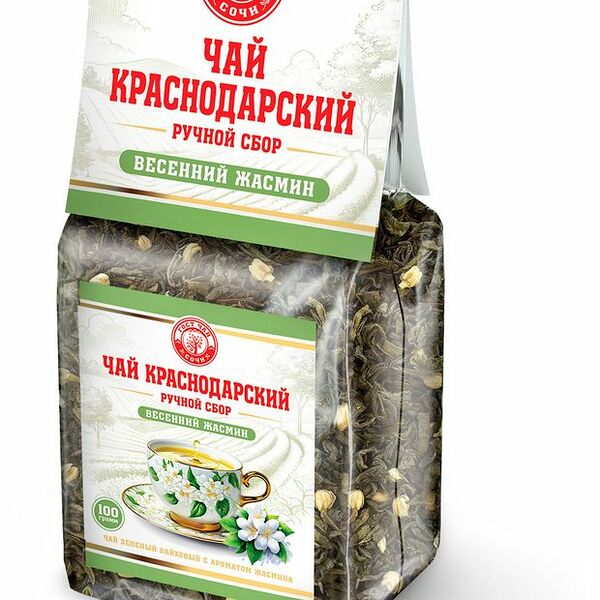 Чай зеленый Краснодарский ручной сбор жасмин 100 г