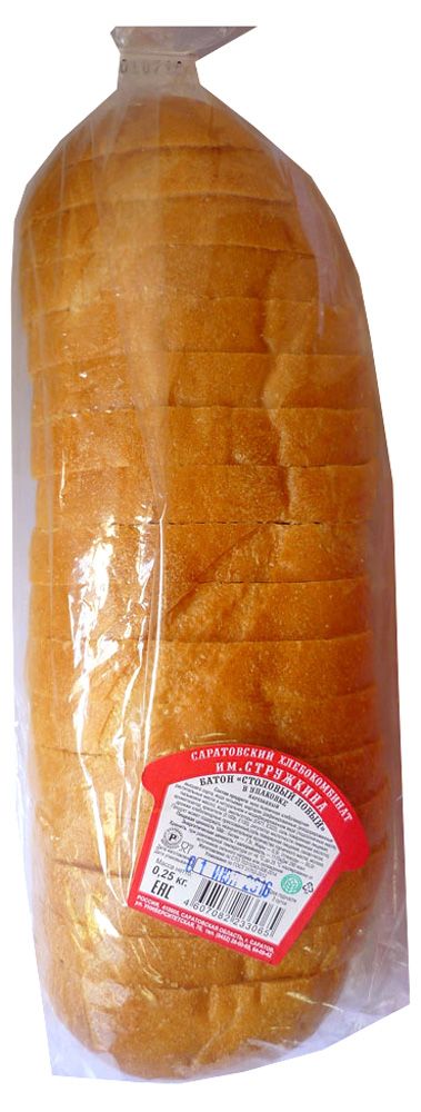 

Батон Саратовский хлебокомбинат им. Стружкина столовый новый нарезка
