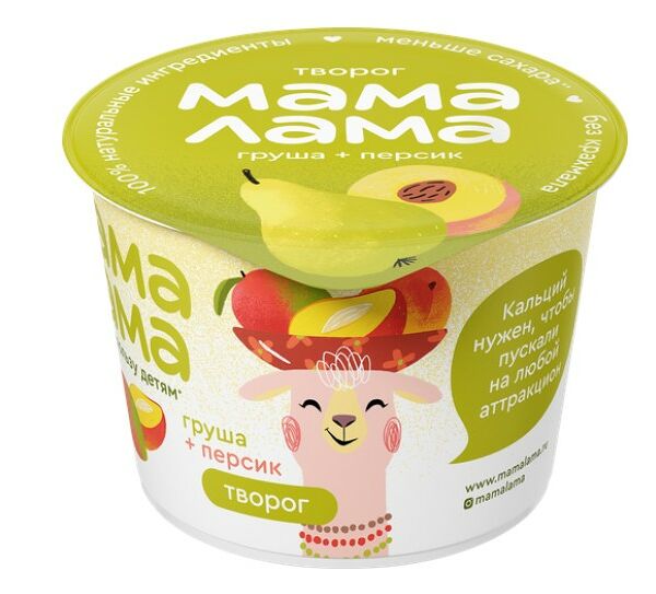 Творог Груша и Персик Мама Лама 3.8%, 100 г