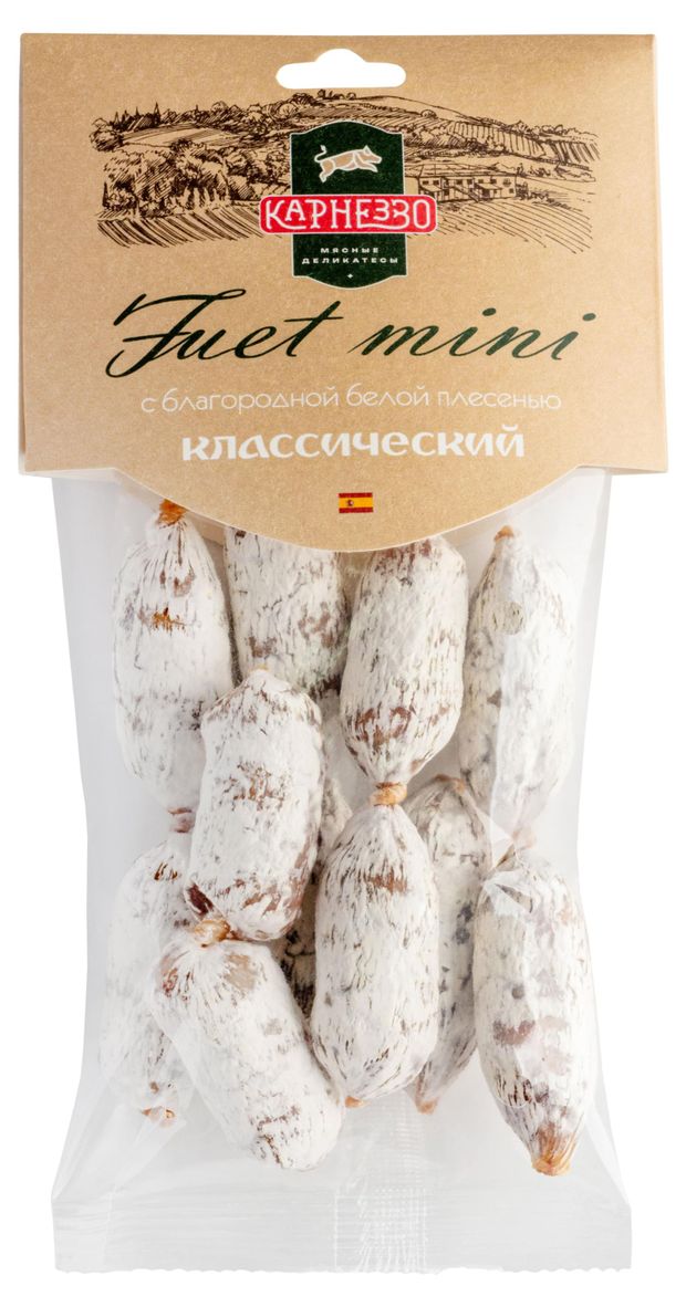 

Колбаса сыровяленая Карнеззо Фуэт Классический мини с благородной белой плесенью 120 г