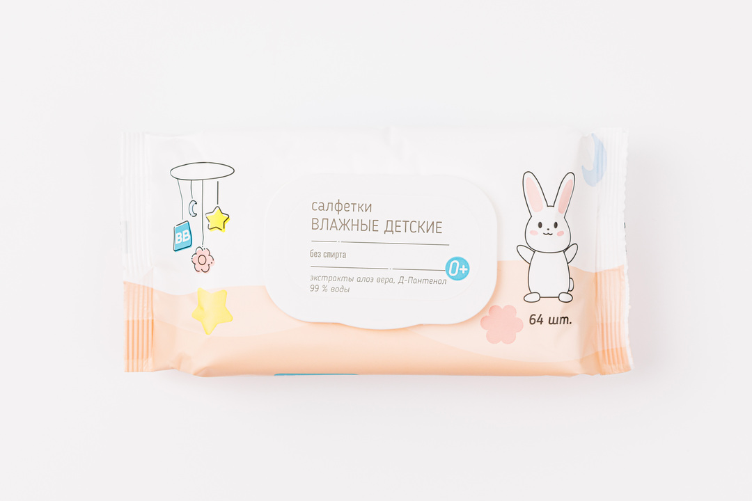 

Салфетки влажные детские 64 шт/уп