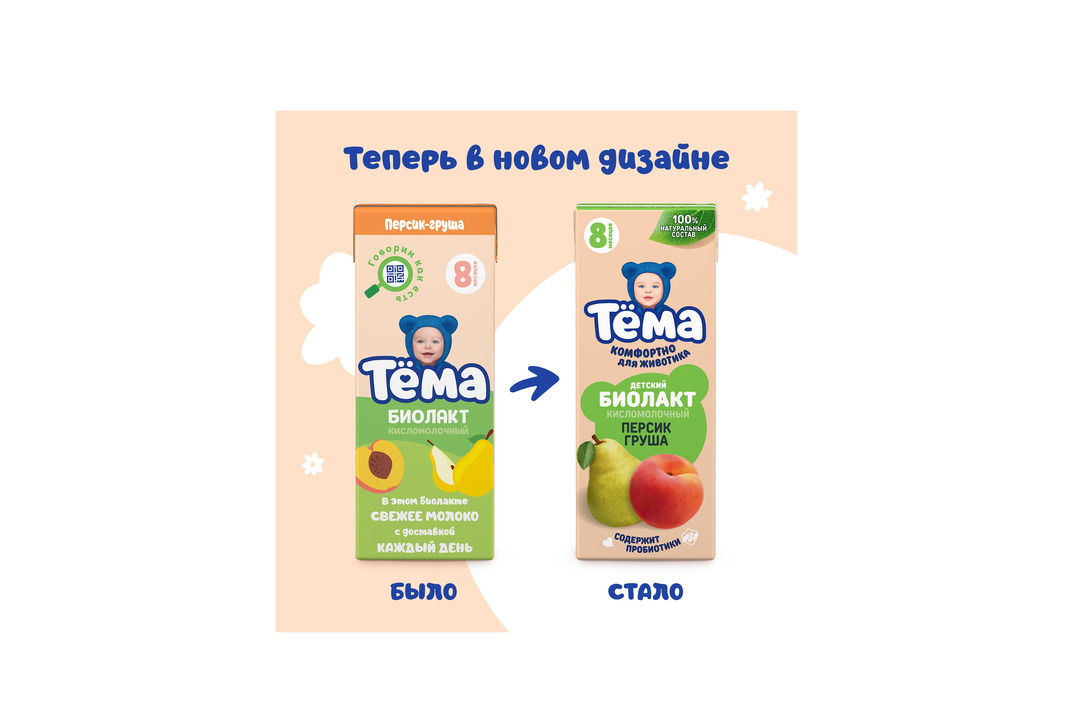 

Биолакт детский Тёма персик груша 3% без змж 206 г