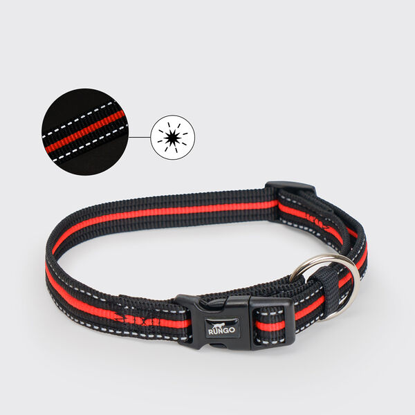Ошейник Rungo Urban Daily для собак светоотражающий, черно-оранжевый, L-XL обхват шеи 40-65 см ширина 2.5 см