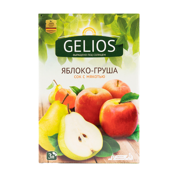 Сок Gelios Яблоко-Груша прямого отжима 100% 3 л