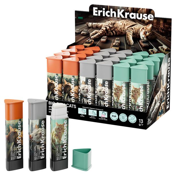 

Клей-карандаш ErichKrause Prism Big City Cats дизайн в ассортименте 1 шт. 13 г