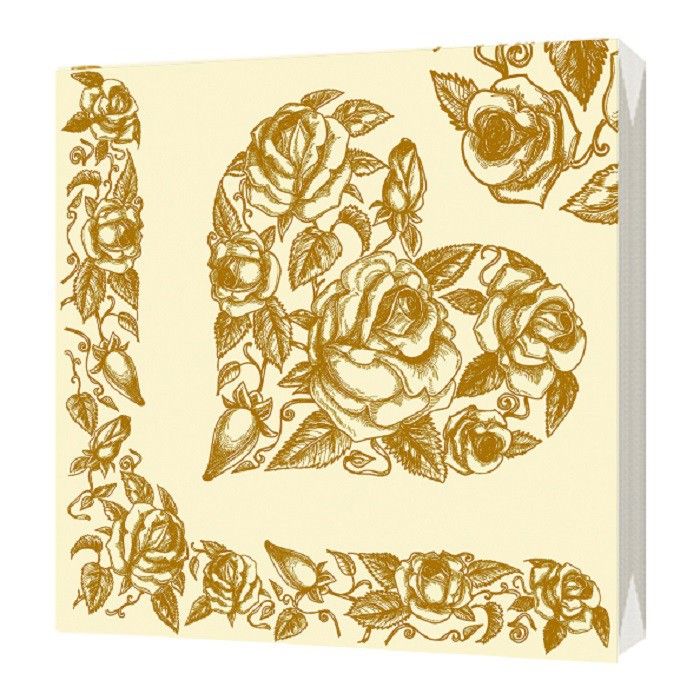 

Салфетки бумажные Bgreen 3 слоя 20шт. 33 х 33 см Золотое сердце