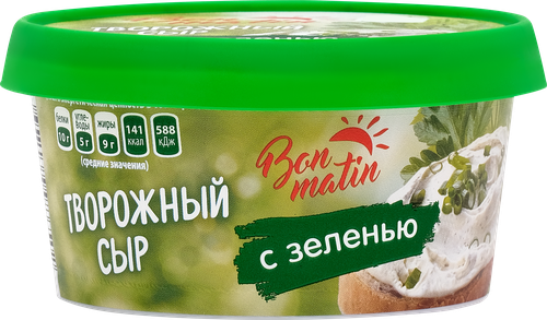

Сыр творожный Bon Matin с зеленью 30% 130 г