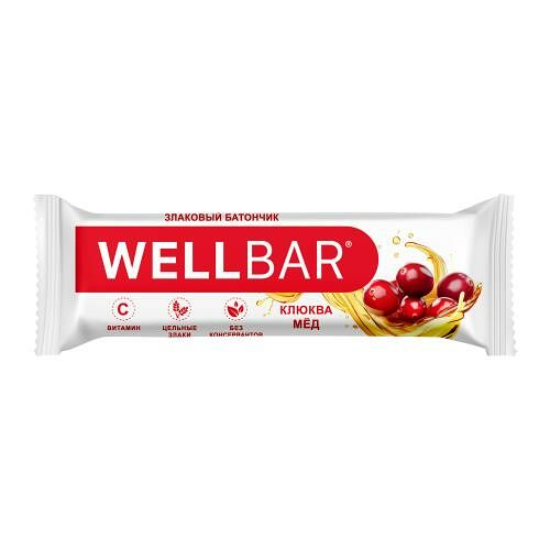 Батончик-мюсли Wellbar клюква-мед 50 г