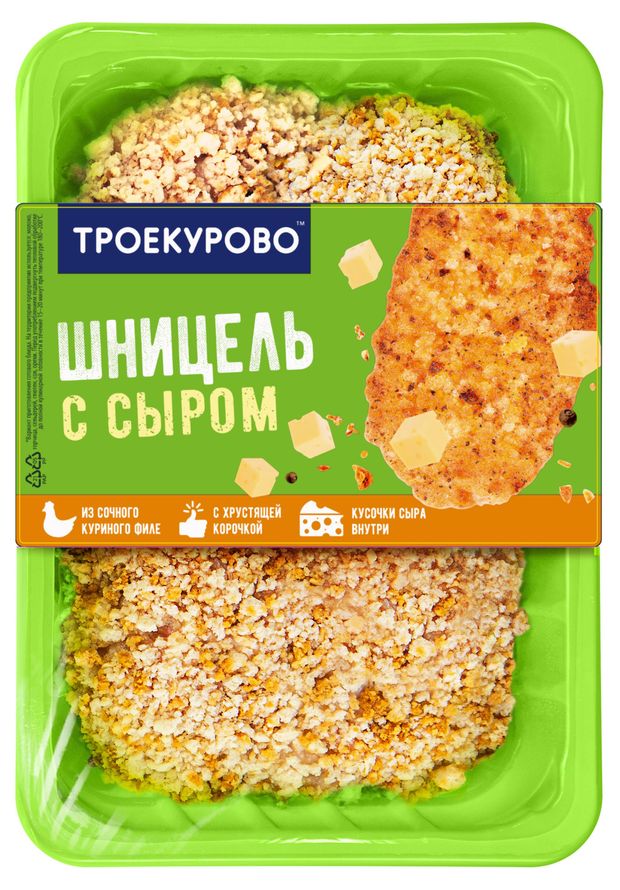 

Шницель цыпленка-бройлера Троекурово с сыром 300 г