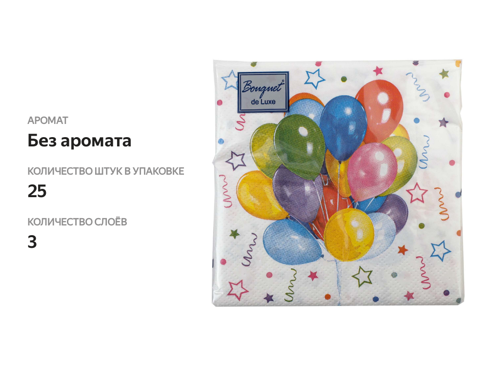 

Салфетки Bouquet de Luxe Веселый праздник 24 х 24 см 3 слоя 25 шт.