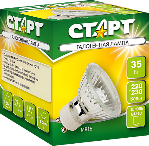 

Лампа галогенная Старт GU10 MR16 220V 35W