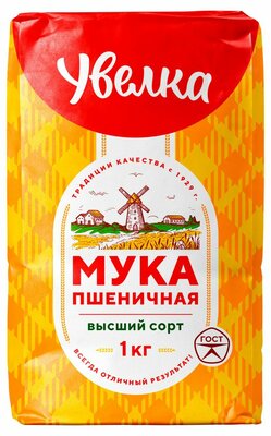 Мука пшеничная Увелка хлебопекарная Высший сорт 1 кг