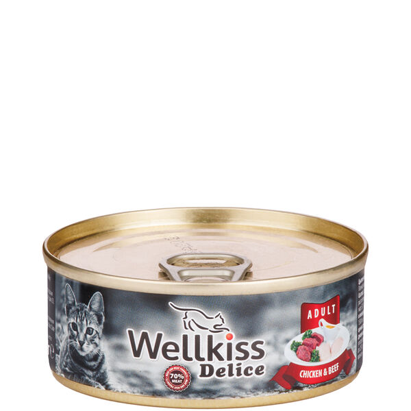 Delice Adult консервированный корм Wellkiss для кошек с говядиной 100 г