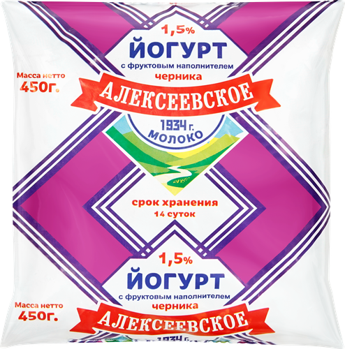 

Йогурт Алексеевское черника 1.5% 450 г