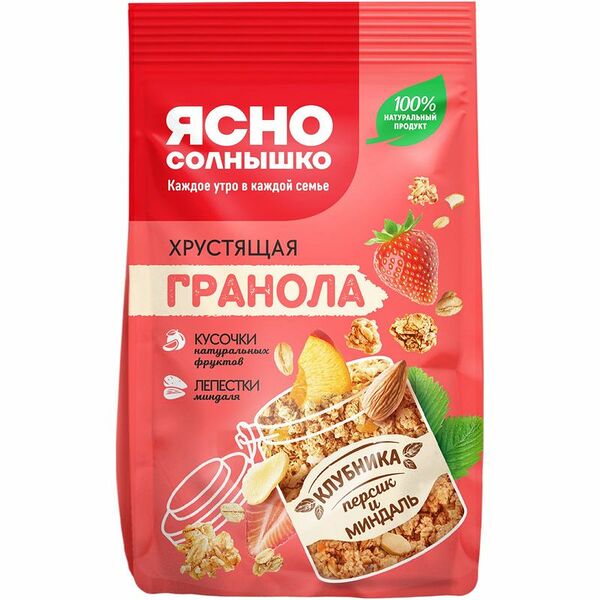 Гранола Ясно Солнышко Клубника персик миндаль 250 г