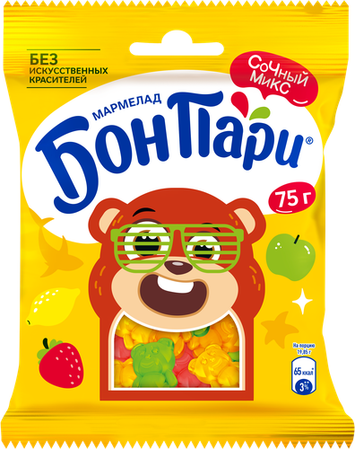 

Мармелад Бон Пари Забавный медвежонок 75 г 1 шт. дизайн в ассортименте