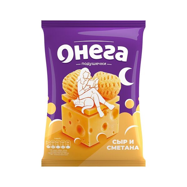Снеки Онега сырные подушечки вкус сметаны и сыра