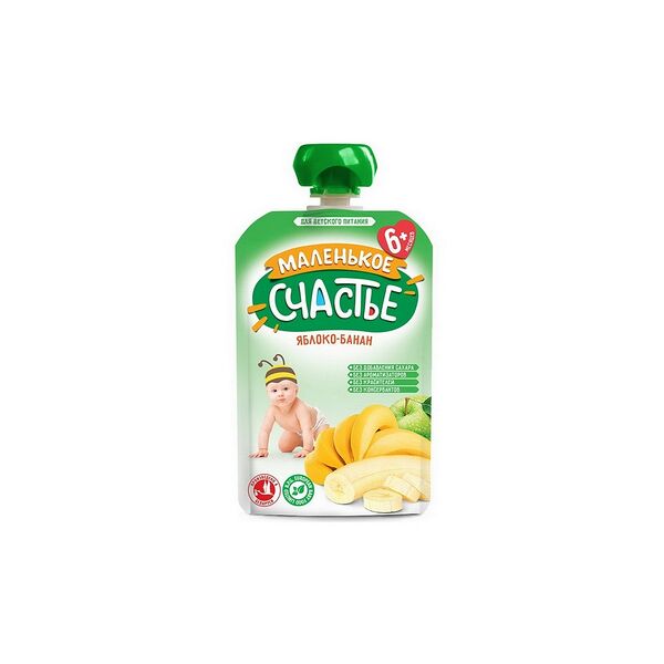 Пюре из яблок и банана для детского питания 90г ДП Маленькое счастье
