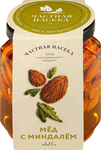 

Мед цветочный Частная пасека с миндалем 225 г