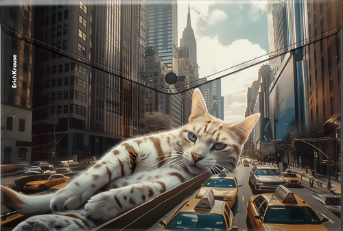 

Папка-конверт ErichKrause на кнопке пластиковая Big City Cats, A4, дизайн в ассортименте 1 шт