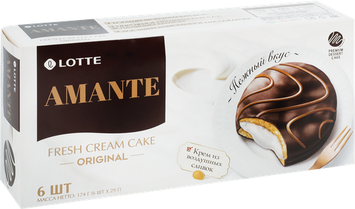 

Пирожное Lotte Amante глазированное со сливочной прослойкой 174 г
