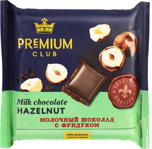 

Шоколад молочный Premium Club с фундуком 50 г