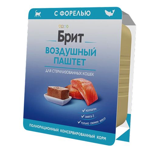 

Влажный корм Brit Premium Воздушный паштет для стерилизованных кошек с форелью 100 г