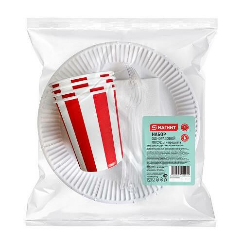 Набор одноразовой посуды Магнит Люкс 4 предмета