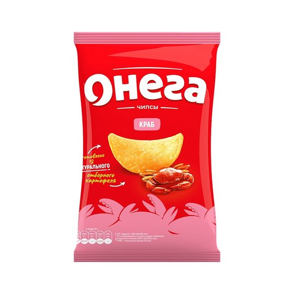 Чипсы из сырого картофеля Онега со вкусом краба 
