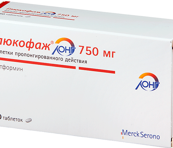 Глюкофаж Лонг таблетки с пролонгированным высвобождением 750 мг 60 шт