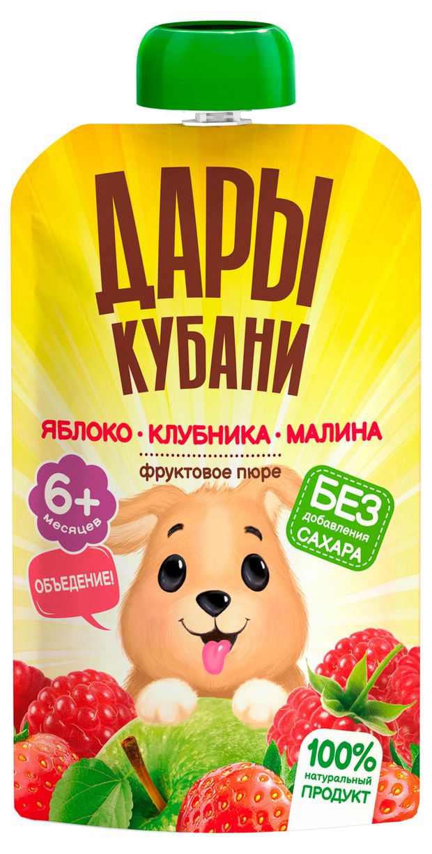 

Пюре Дары Кубани Яблоко, клубника и малина с 6 месяцев 90 г