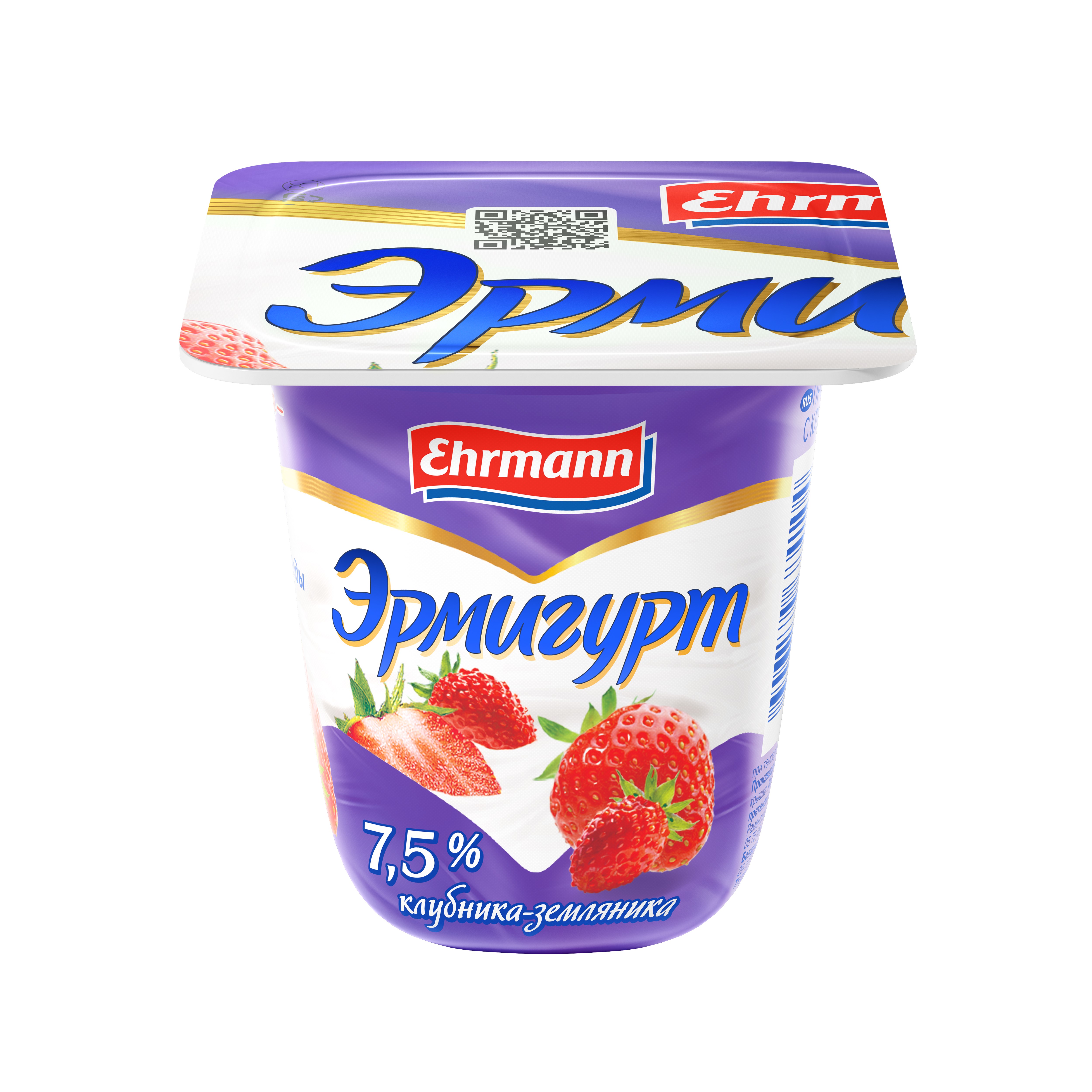 

Продукт йогуртный Эрмигурт Cливочный с клубникой и земляникой 7.5% 100 г