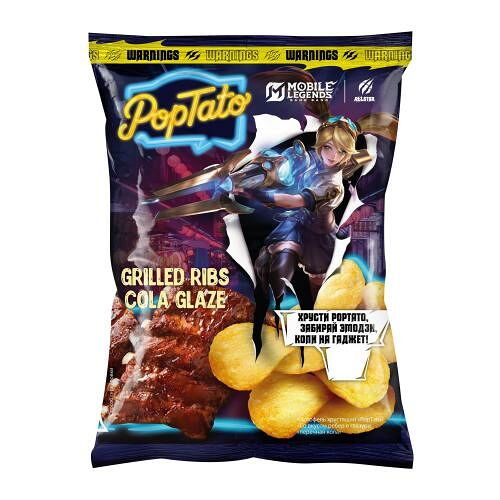 Чипсы картофельные PopTato Ребра в глазури перечная кола 50 г
