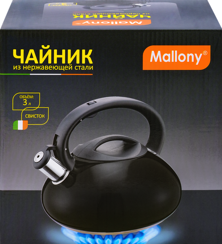 

Чайник MAL-105-N со свистком, черный, 3 л, нерж. сталь