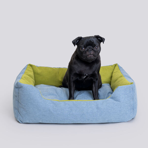 Лежак Rurri прямоугольный для кошек и собак мелких и средних пород, серый с зеленым 70х60х21 см