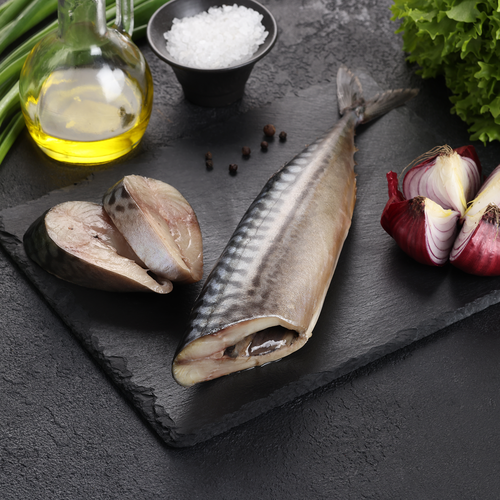 

Скумбрия Атлантическая пряного посола Лента Fresh потрошеная без головы фасованная весовая