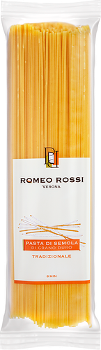 Паста ROMEO ROSSI Spaghetti, из муки твердых сортов пшеницы, 500г