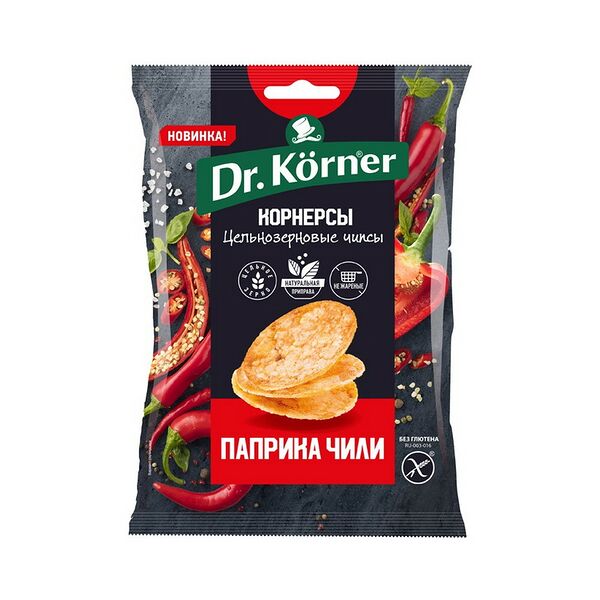 Чипсы цельнозерн. кукурузно-рисовые с паприкой и чили,  т.м. 