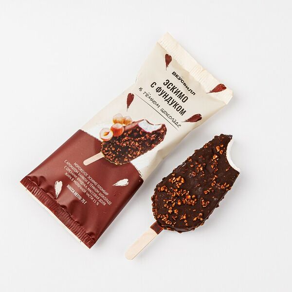Эскимо в темном шоколаде с фундуком 75 г