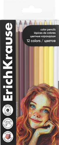 

Цветные карандаши ErichKrause Art Spirit Skin деревянные круглые, грифель 4 мм, 12 цветов