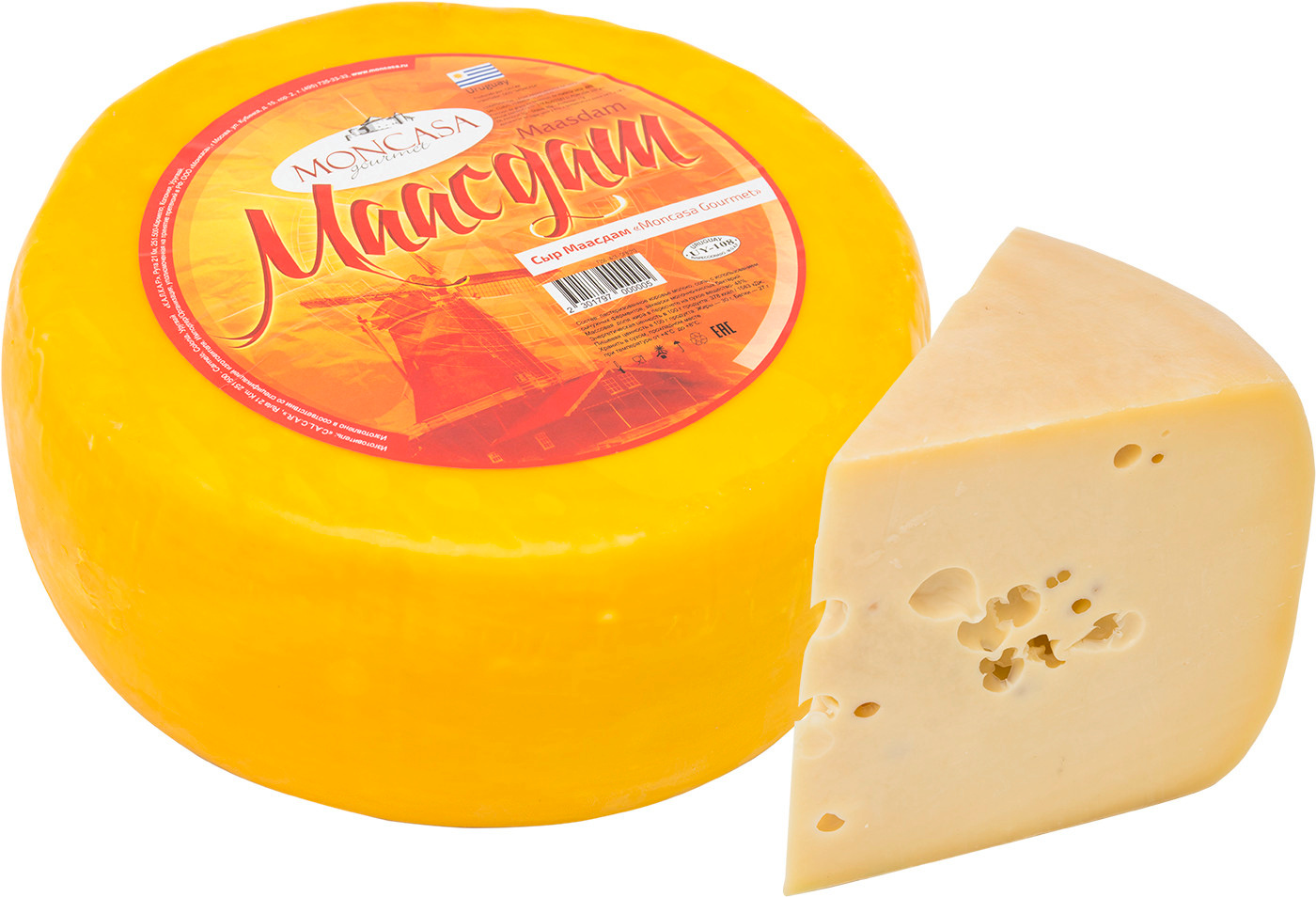 

Сыр полутвердый Moncasa Gourmet Маасдам 48%, вес