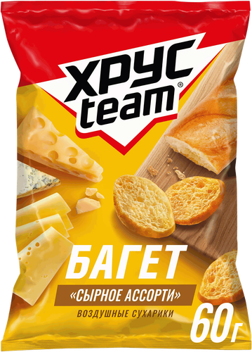 

Сухарики Хрусteam Багет Сырное ассорти 60 г