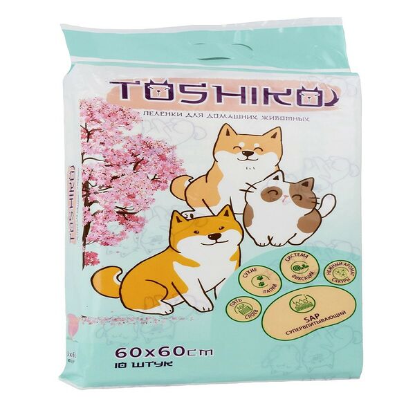 Пеленки Toshiko впитывающие одноразовые с ароматом сакуры 60*60см 10шт