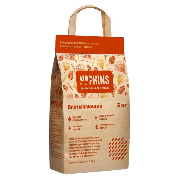 Наполнитель Napkins для кошачьего туалета Древесный 5,62 л 