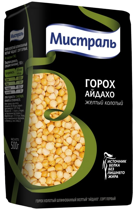 

Горох желтый Мистраль шлифованный колотый 500 г