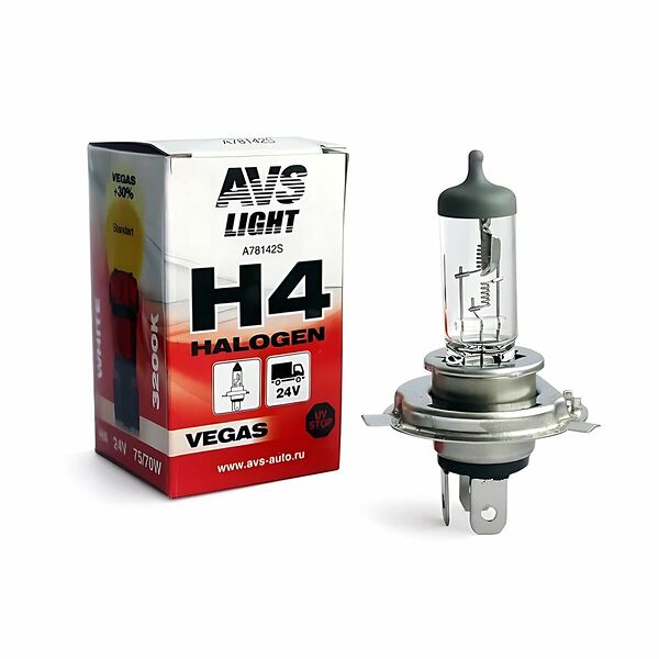 Лампа галогенная AVS Vegas H4.24V.75/70W (1 шт.)