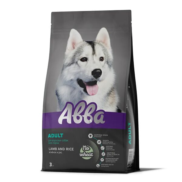 Adult Сухой корм Aвва для собак всех пород, с ягненком и рисом, 3 кг