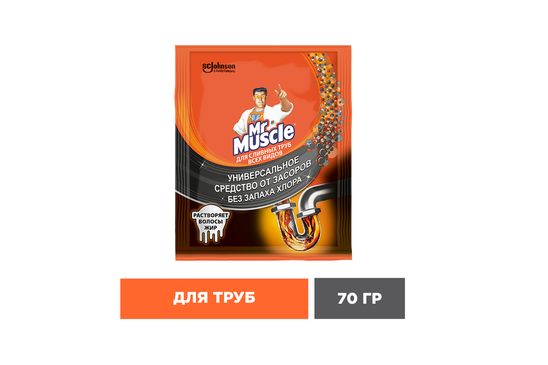 

Гранулы Mr.Muscle для прочистки сливных труб 70 г