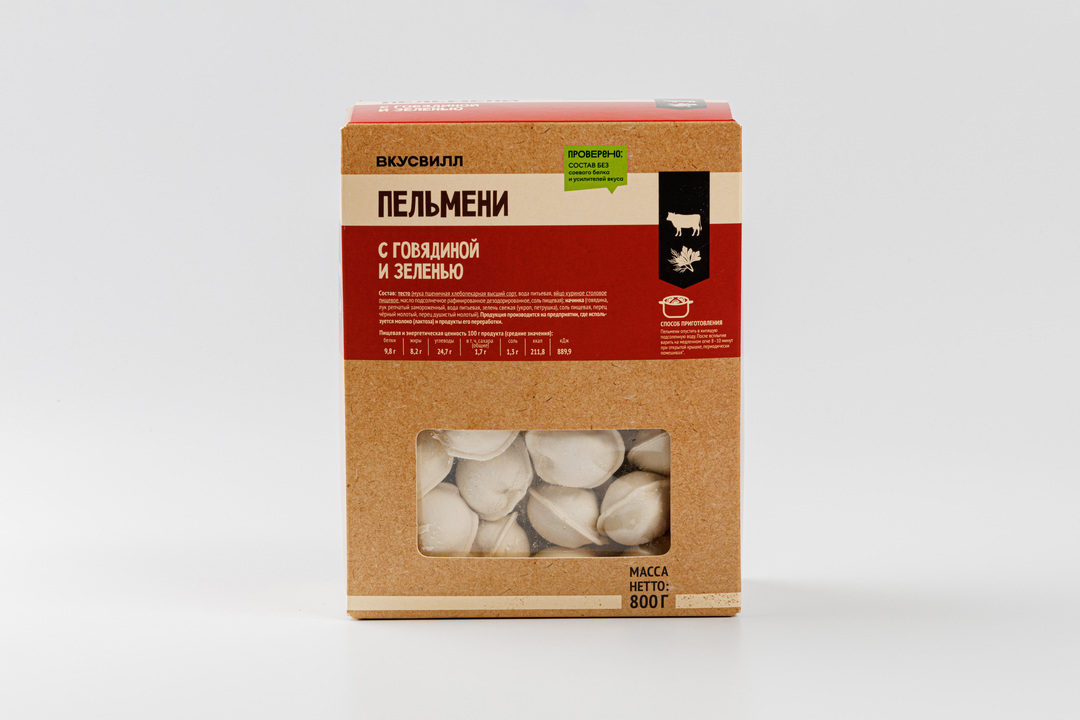 

Пельмени ВкусВилл с говядиной и зеленью 800 г