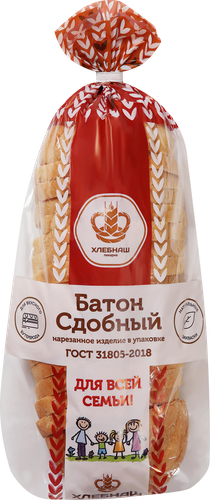 

Батон Хлебнаш Сдобный нарезанный 300 г